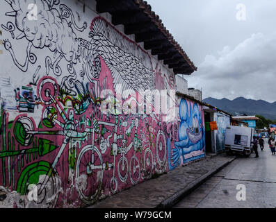 San Cristobal de las Casas, Chiapas/Mexiko - 21/07/2019: urbane Kunst in den Straßen von San Cristobal de las Casas, Chiapas, Mexiko Stockfoto
