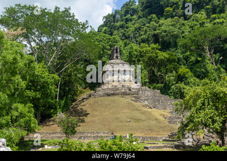 Palenque, Chiapas/Mexiko - 21/07/2019: Detail der archäologischen Pre hispanic Maya Stätte von Palenque in Chiapas, Mexiko Stockfoto