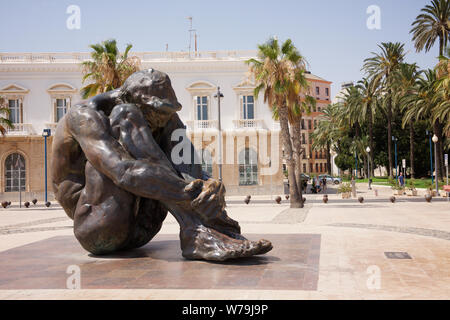 Bronze Skulptur - El Zulo. Von Cartagena in Spanien Stockfoto