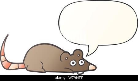 Cartoon Maus mit Sprechblase in glatten Farbverlauf Stock Vektor