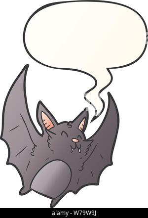 Cartoon vampir halloween Fledermaus mit Sprechblase in glatten Farbverlauf Stock Vektor