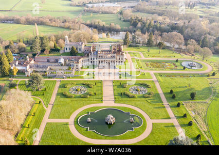 Witley Court, Worcestershire, Großbritannien. Am 28. März 2019. Drone Bilder von Witley Court/Witley Court, in den sanften Hügeln von North Worcestershire eingebettet Stockfoto