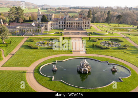 Witley Court, Worcestershire, Großbritannien. Am 28. März 2019. Drone Bilder von Witley Court/Witley Court, in den sanften Hügeln von North Worcestershire eingebettet Stockfoto