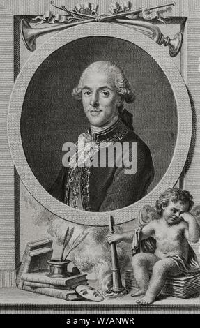 Tomás de Iriarte y Nieves Ravelo (1750-1791). Escritor Español. Grabado por Manuel Salvador Carmona (1734-1820), 1792. Buril sobre Papel. Museo de Historia. Madrid. España. Stockfoto