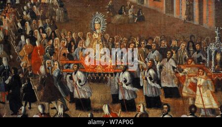 Procesión de la Virgen de Gracia en la Plaza de la Cebada, hacia 1741. Las Mejores. Museo de Historia. Madrid. España. Stockfoto