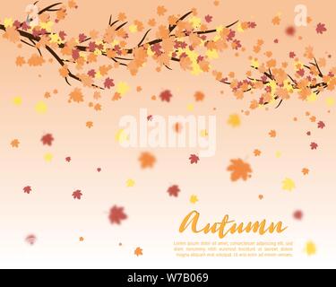 Herbst Blätter Hintergrund in Papier schneiden Stil. Vector Illustration Design für Poster, Banner, Template, Flyer, Broschüre, Wallpaper, Werbung anzuzeigen. Stock Vektor