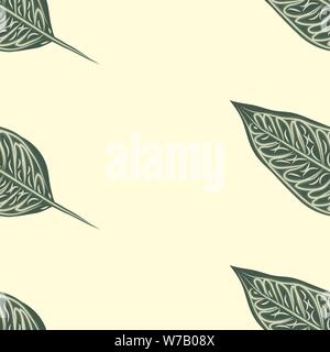 Nahtlose Muster, dunkel grün, weiß Ficus elastischem Blätter auf hellen Hintergrund Stock Vektor
