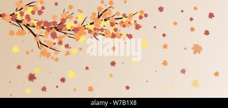 Herbst Blätter Hintergrund in Papier schneiden Stil. Vector Illustration Design für Poster, Banner, Template, Flyer, Broschüre, Wallpaper, Werbung anzuzeigen. Stock Vektor