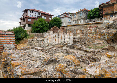 Die Ruinen der Kirche der Heiligen Mutter Eleusa. Alte historische Stadt Nessebar. Bulgarien. Stockfoto