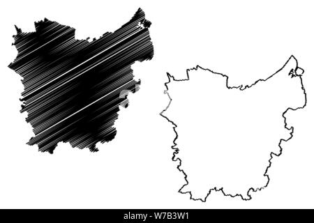 Ost Flandern Provinz (Königreich Belgien, Provinzen Belgien, Flämische Region) Karte Vektor-illustration, kritzeln Skizze Ostflandern Karte Stock Vektor