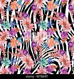 Blumen Blumen botanische Zusammensetzung. Aquarell Hintergrund Abbildung. Nahtlose Muster. Stockfoto