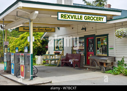 Rexville Lebensmittelgeschäft und eine Tankstelle in der Nähe von Mount Vernon, Washington State, USA. Stockfoto