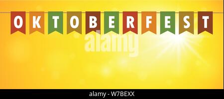 Oktoberfest party Flaggen Banner auf Gelb sunny Hintergrund Vektor-illustration EPS 10. Stock Vektor