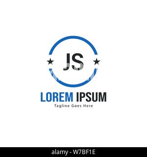 Erste JS logo Vorlage mit modernen Rahmen. Minimalistische JS schreiben logo Vector Illustration Design Stock Vektor