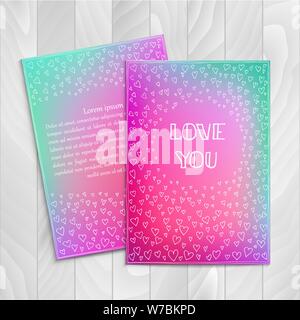 Handgezeichnete Vintage-Karten mit Herzen. Schablonenrahmen für speichern das Datum, Valentinstag, Grußkarte, Hochzeitseinladung. Vektorrahmen mit Textort. Stock Vektor