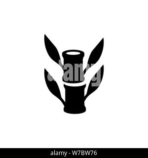 Bambus Baum mit Blatt des Spa. Flache Vektor Icon Abbildung. Einfach schwarzes Symbol auf weißem Hintergrund. Bambus Baum mit Blatt von Spa sign Design Template für Web und mobile UI-Element Stock Vektor