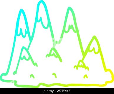 Kalte abstufungslinie Zeichnung einer Cartoon Berge Stock Vektor