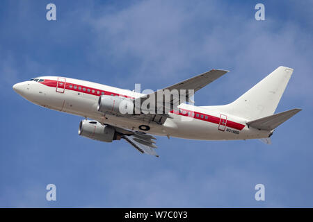 Boeing 737 Betrieben von Verteidigungsunternehmen EG&G (Janet Airlines) Arbeitnehmer vom und zum Transport der in hohem Grade geheimen und berühmten Area 51 Base am Groom Stockfoto