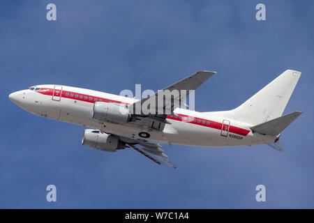 Boeing 737 Betrieben von Verteidigungsunternehmen EG&G (Janet Airlines) Arbeitnehmer vom und zum Transport der in hohem Grade geheimen und berühmten Area 51 Base am Groom Stockfoto