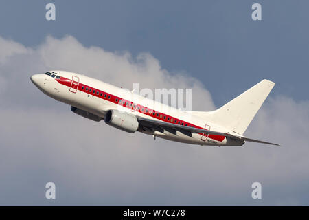 Boeing 737 Betrieben von Verteidigungsunternehmen EG&G (Janet Airlines) Arbeitnehmer vom und zum Transport der in hohem Grade geheimen und berühmten Area 51 Base am Groom Stockfoto