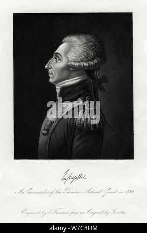 Marquis De Lafayette, französischer Heerführer und Staatsmann, 1845. Artist: S Freeman Stockfoto