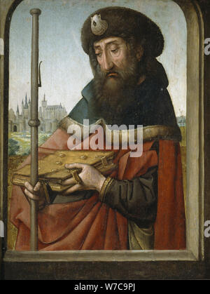 St. Jakobus der Ältere als Pilger. Artist: Juan de Flandes (Ca. 1465-1519) Stockfoto