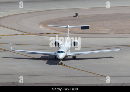 Gulfstream G550 Luxury Business Jet N 928 GC am McCarran International Airport in Las Vegas. Stockfoto