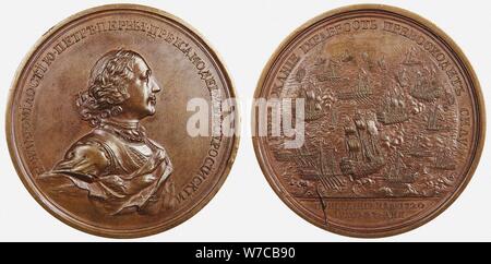 Medaille der Schlacht von Grengam am 27. Juli 1720. Stockfoto