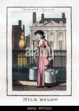 'Milk Unten!', Cavendish Square, London, 1805. Artist: Unbekannt Stockfoto