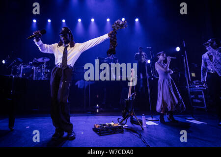 Kopenhagen, Dänemark. 05 Aug, 2019. Der britische Sänger, Songwriter und Musiker Blutorange führt ein Live Konzert bei Vega in Kopenhagen. (Foto: Gonzales Foto/Thomas Rasmussen/Alamy Live News). Stockfoto