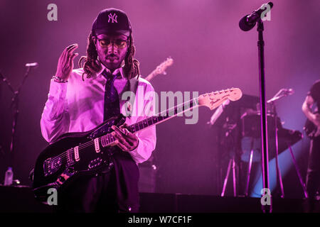 Kopenhagen, Dänemark. 05 Aug, 2019. Der britische Sänger, Songwriter und Musiker Blutorange führt ein Live Konzert bei Vega in Kopenhagen. (Foto: Gonzales Foto/Thomas Rasmussen/Alamy Live News). Stockfoto