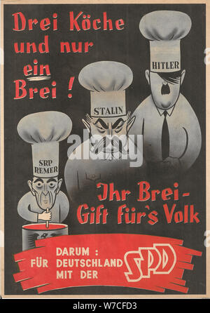 Drei Köche. SPD-Plakat, ca 1950. Stockfoto