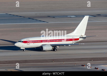 Boeing 737 Betrieben von Verteidigungsunternehmen EG&G (Janet Airlines) Arbeitnehmer vom und zum Transport der in hohem Grade geheimen und berühmten Area 51 Base am Groom Stockfoto