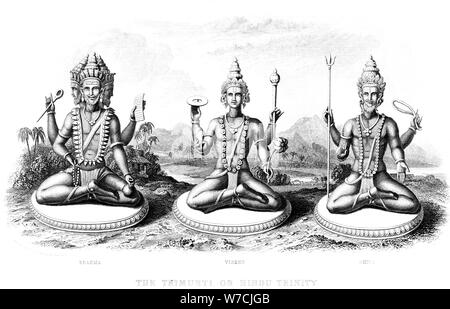 Der hinduistische Dreifaltigkeit, c 1800. Artist: Unbekannt Stockfoto