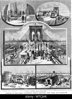 Brooklyn Suspension Bridge, New York, 1883. Artist: Unbekannt Stockfoto