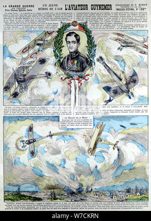 Broadsheet anzeigen Georges-Marie Guynemer, französische Air fighter Ace. Artist: Unbekannt Stockfoto