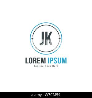 Erste JK logo Vorlage mit modernen Rahmen. Minimalistische JK schreiben logo Vector Illustration Design Stock Vektor