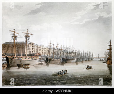 West India Docks, London, 1808-1810. Artist: Charles Augustus Pugin Stockfoto