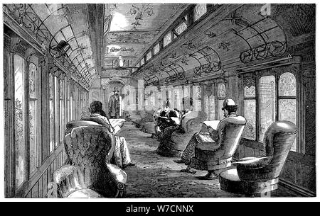 Pullman Salon Auto auf der Midland Railway, England, 1876. Artist: Unbekannt Stockfoto