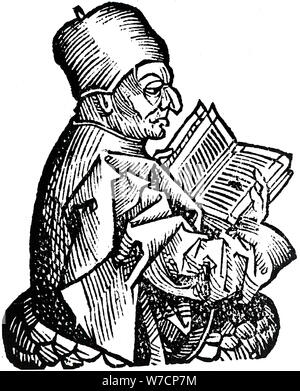 Beda Venerabilis (c 673-735), Angelsächsischen Theologen, Gelehrte und Historiker, 1493. Artist: Unbekannt Stockfoto