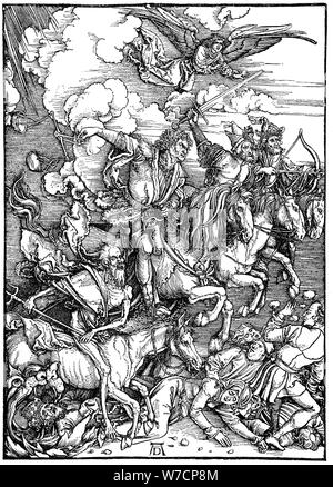 Die vier Reiter der Apokalypse, 1498. Künstler: Albrecht Dürer Stockfoto