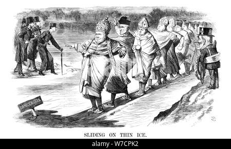 Die liding Auf dünnem Eis", 1869. Artist: John Tenniel Stockfoto