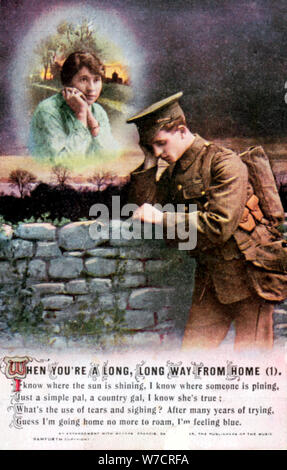 Britischer Soldat träumen von seinem Land Schatz zu Hause, der Erste Weltkrieg, 1914-1918. Artist: Unbekannt Stockfoto