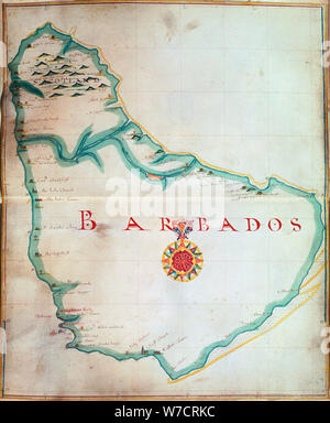 Karte von Barbados, 1683. Artist: Unbekannt Stockfoto