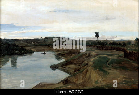 "Poussin's Walk, der römischen Campagna', 1826-1828. Künstler: Jean-Baptiste-Camille Corot Stockfoto