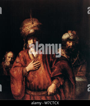 "Haman erkennt sein Schicksal', c 1665. Artist: Rembrandt Harmensz van Rijn Stockfoto