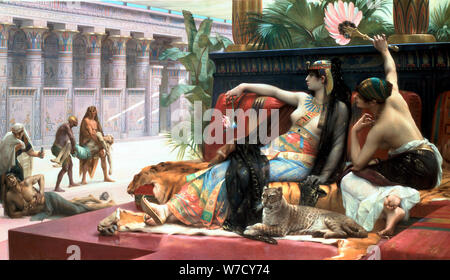 "Kleopatra Prüfung Gifte auf den Tod' verurteilt, aus dem späten 19. Jahrhundert. Künstler: Sir Lawrence Alma-Tadema Stockfoto