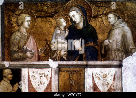 'Madonna mit Kind zwischen hl. Franziskus und des hl. Johannes des Evangelisten', c 1320 s. Artist: Pietro Lorenzetti Stockfoto