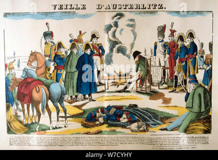 Am Vorabend des Austerlitz, 1. Dezember 1805, (19. Jahrhundert). Artist: Anon Stockfoto