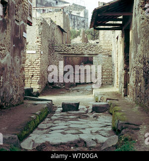 Eine Straße und Häuser, Pompeji, Italien. Artist: Unbekannt Stockfoto